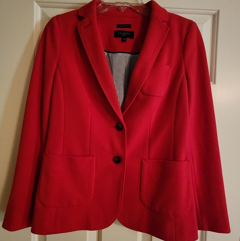 TALBOT'S RED FITTED BLAZER LUXURY ITALIAN FABRIC 4P NWT